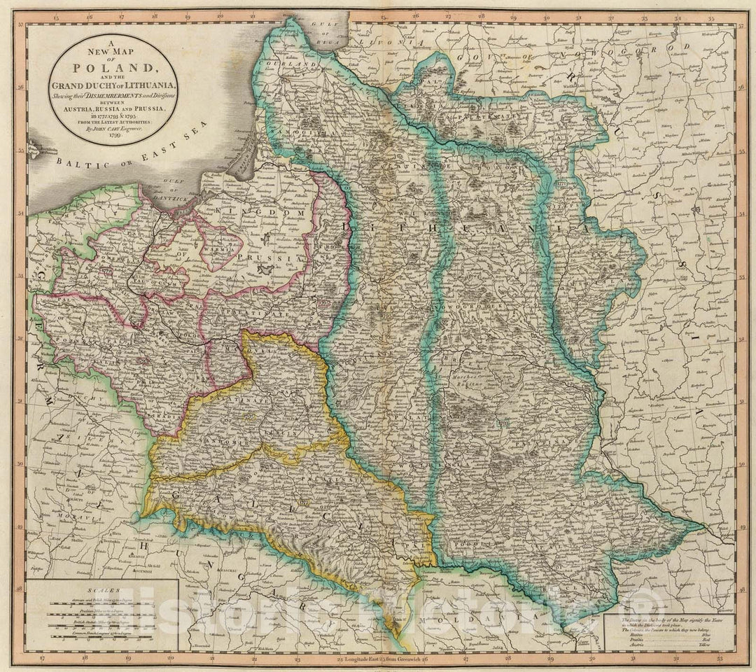 Historic Map : Poland, Lithuania., 1799, Vintage Wall Art