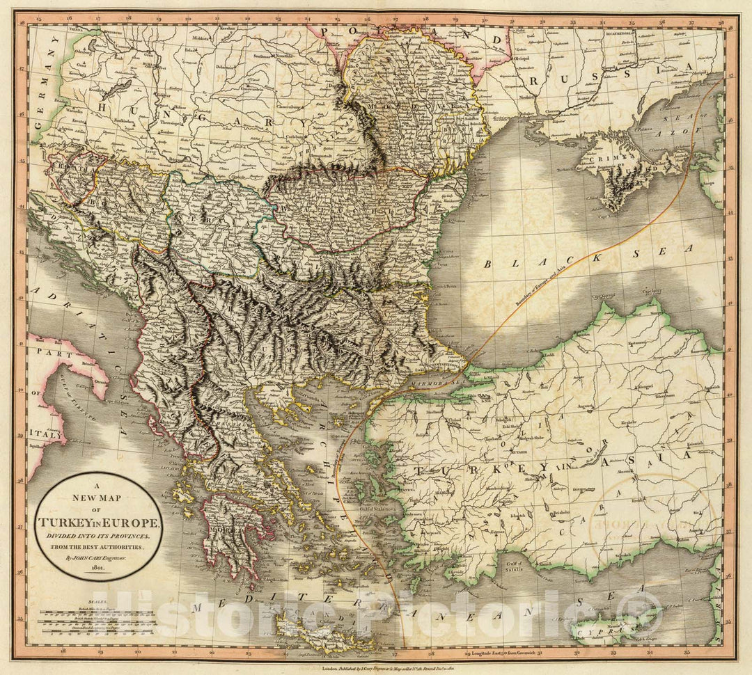 Historic Map : Turkey In Europe., 1801, Vintage Wall Art