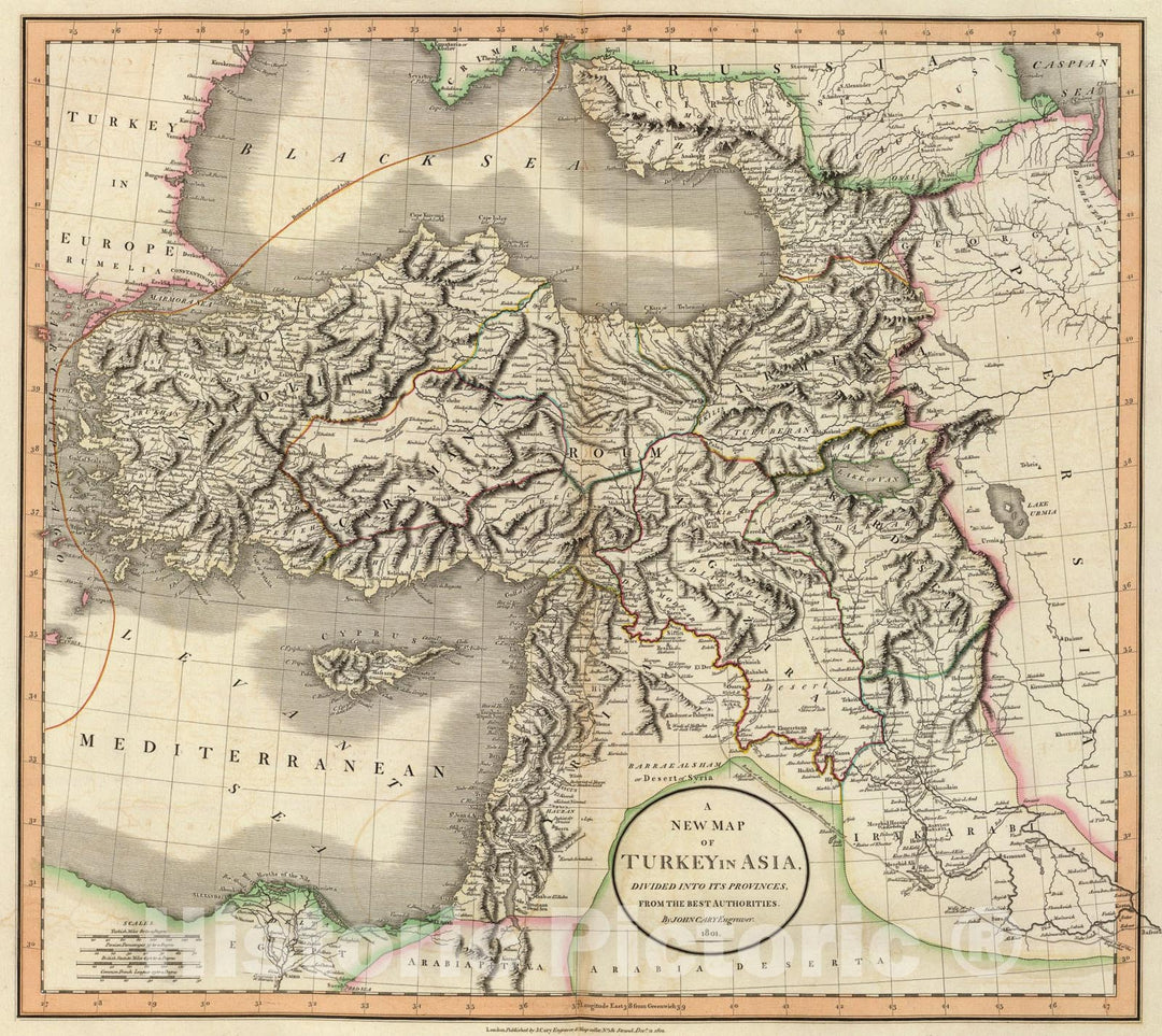 Historic Map : Turkey in Asia., 1801, Vintage Wall Art