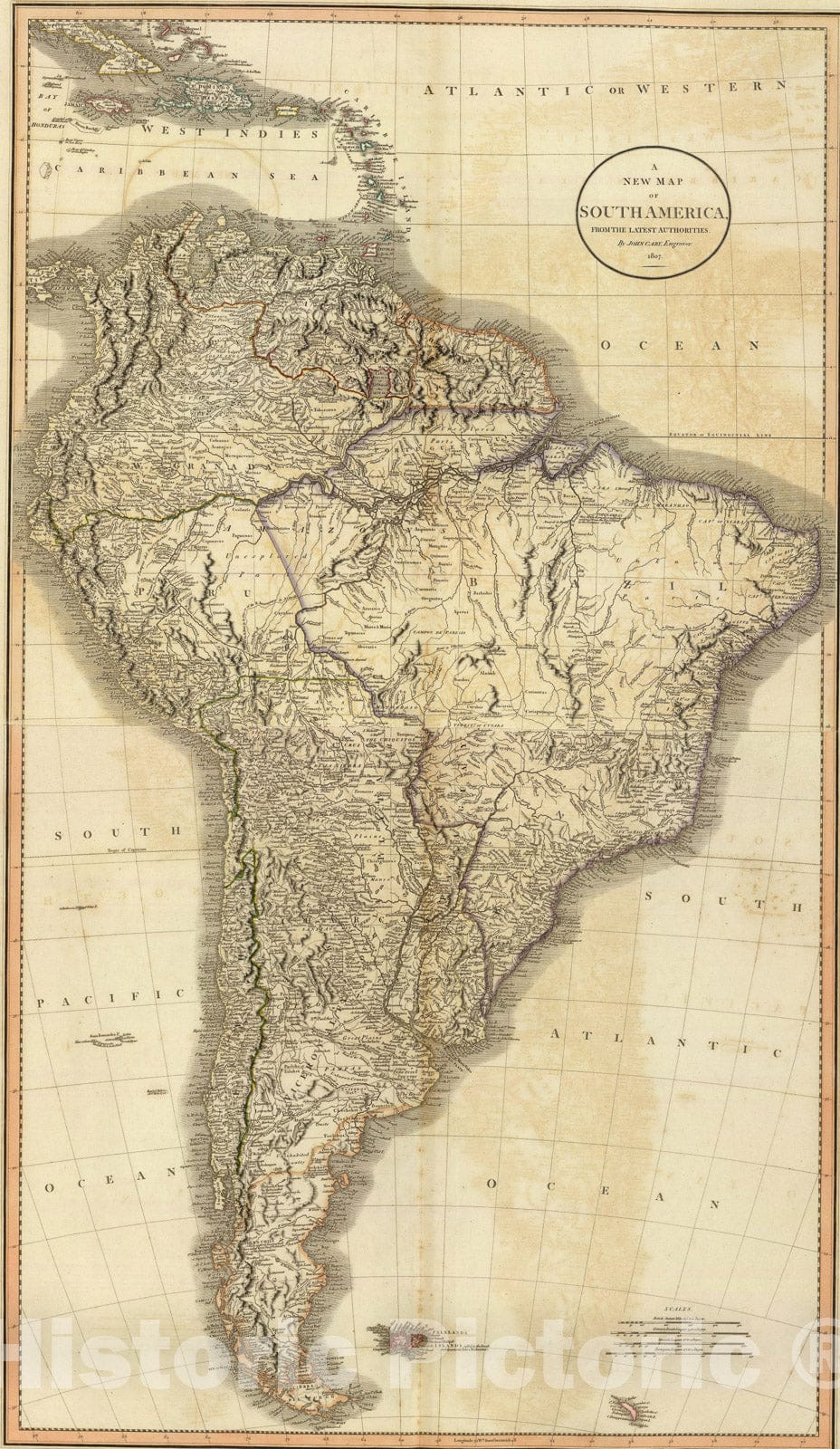 Historic Map : Composite: South America., 1807, Vintage Wall Art