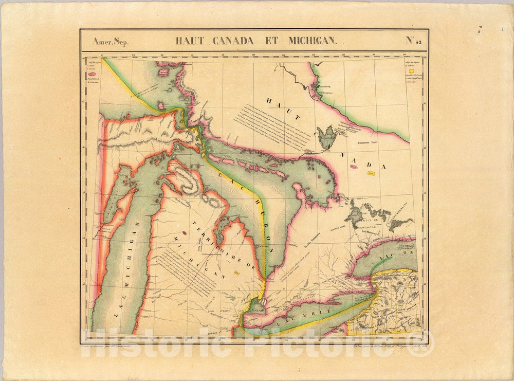 Historic Map : Haut Canada, Michigan. Amer. Sep. 42., 1827, Vintage Wall Art