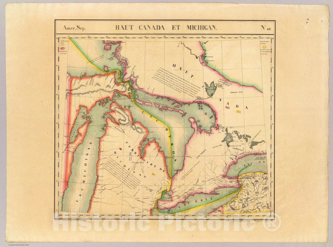 Historic Map : Haut Canada, Michigan. Amer. Sep. 42., 1827, Vintage Wall Art