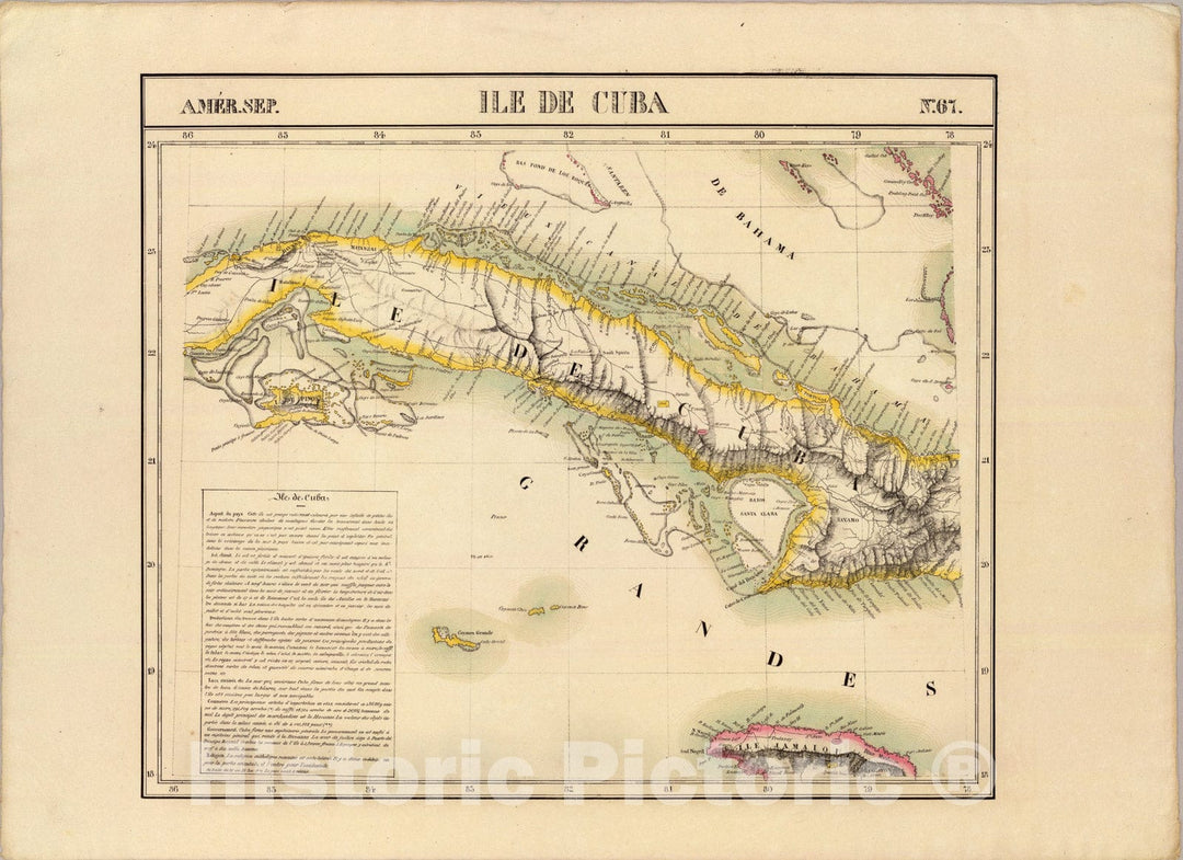 Historic Map : Cuba. Amer. Sep. 67., 1827, Vintage Wall Art