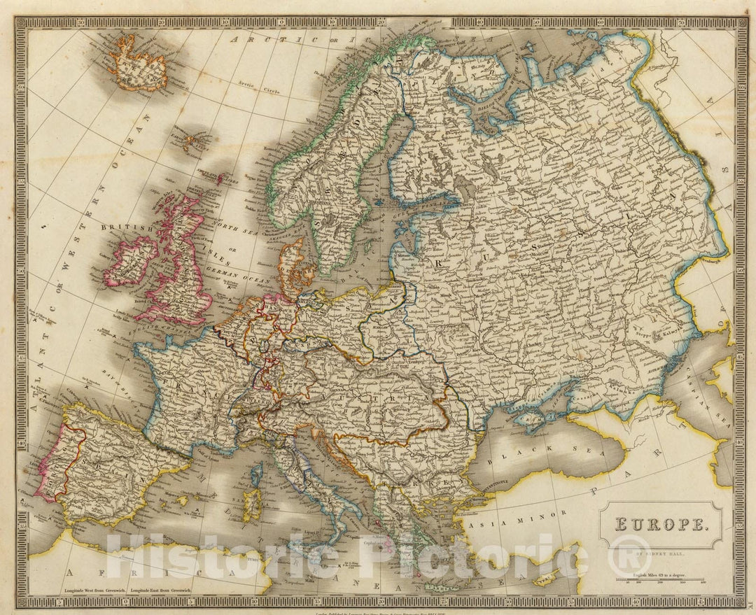 Historic Map : Europe., 1828, Vintage Wall Art