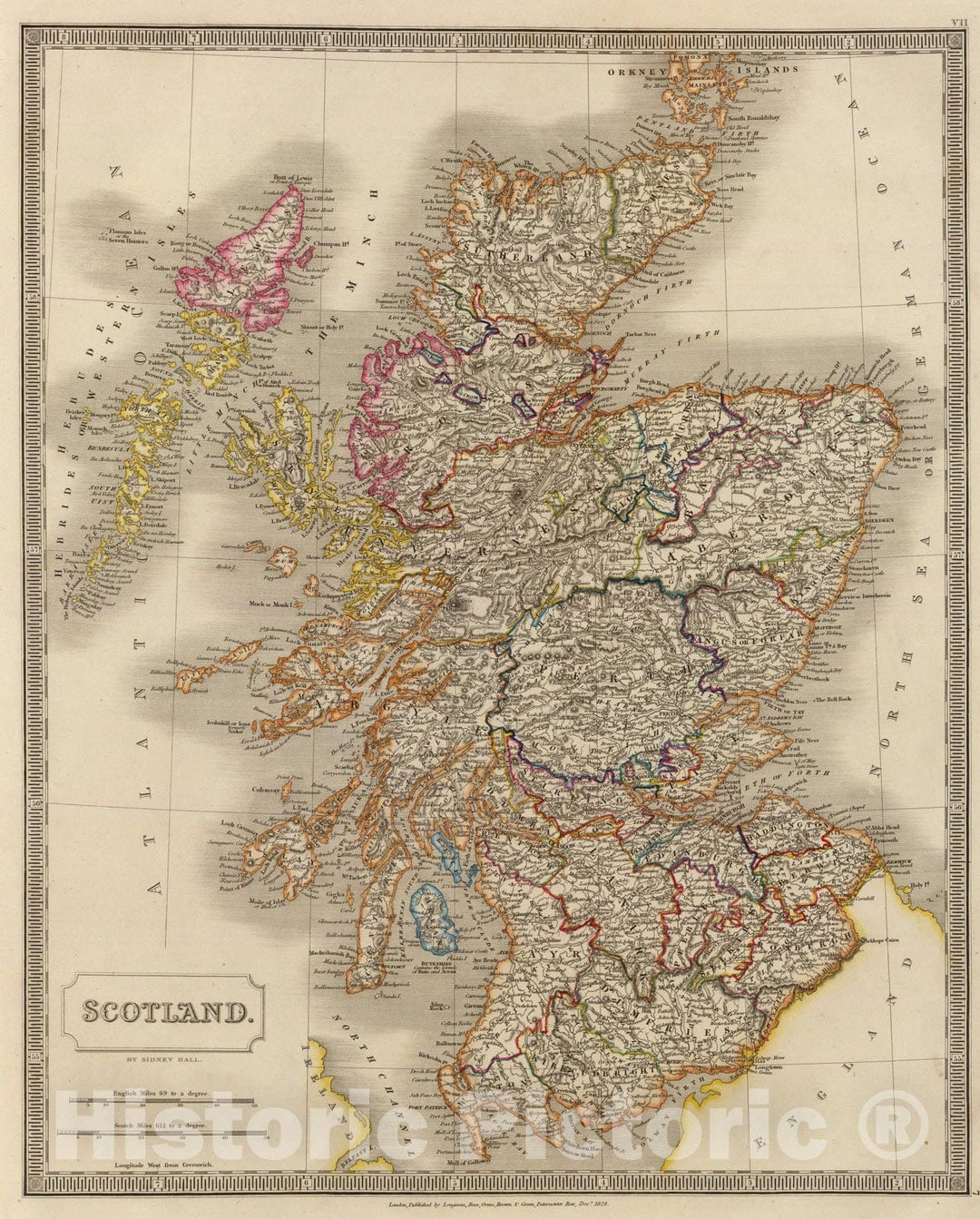 Historic Map : Scotland., 1828, Vintage Wall Art