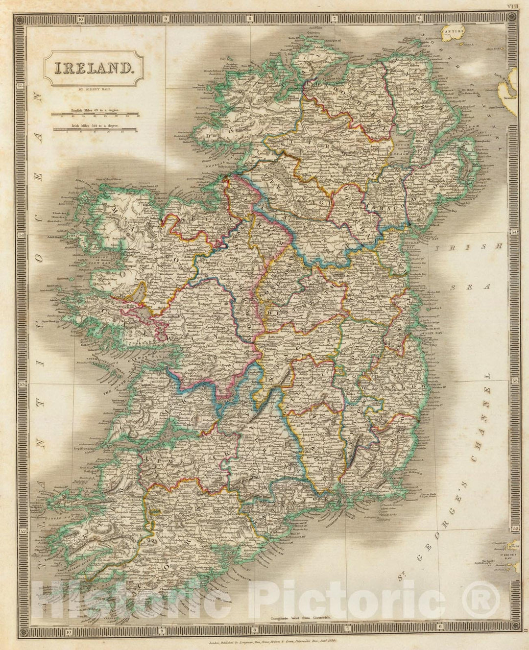 Historic Map : Ireland., 1830, Vintage Wall Art