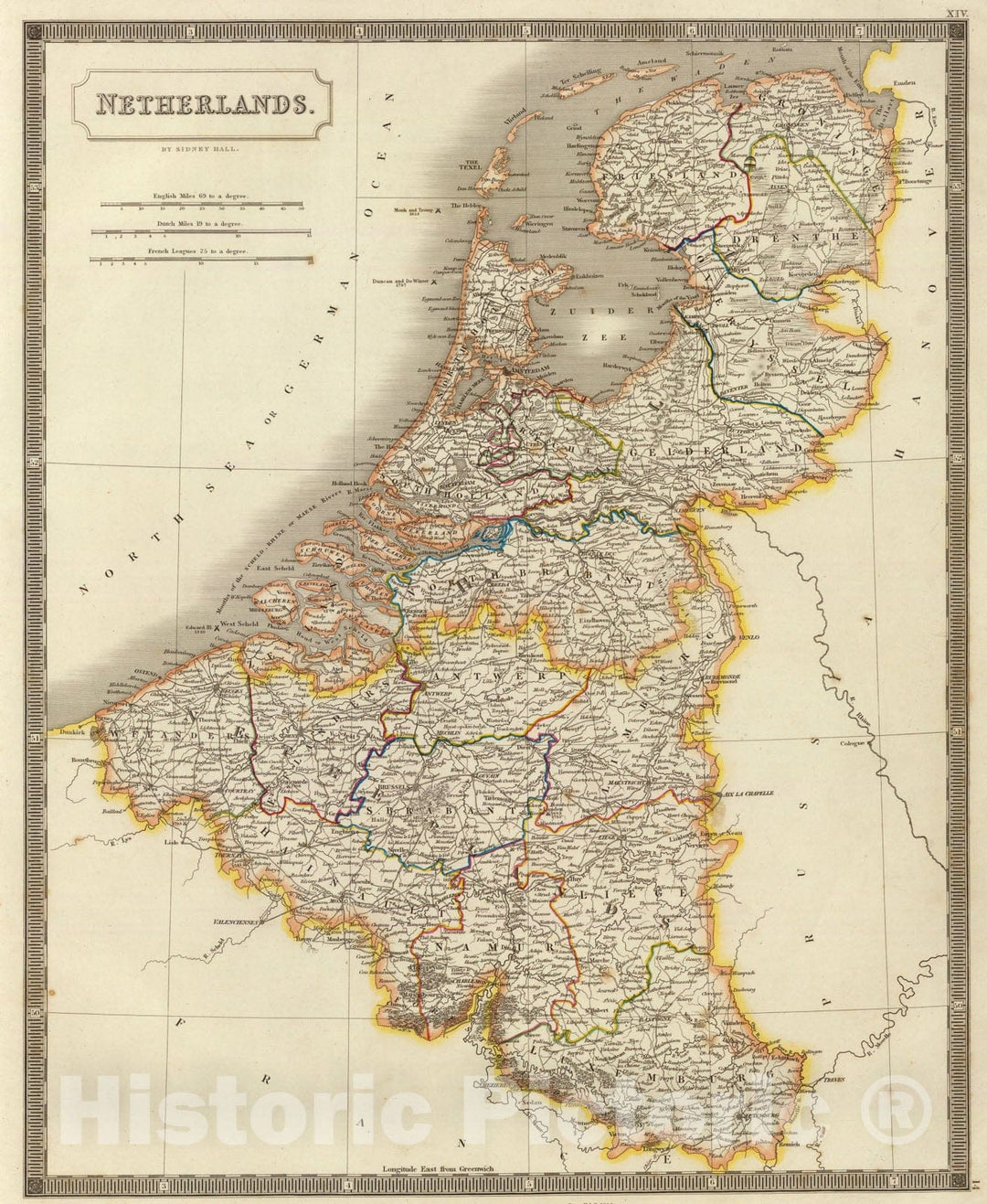 Historic Map : Netherlands., 1828, Vintage Wall Art