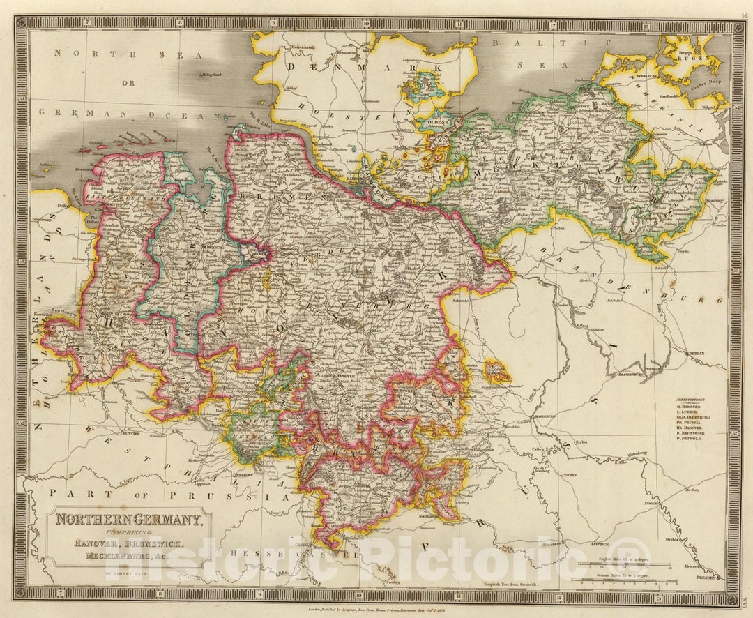 Historic Map : Germany Northern., 1828, Vintage Wall Art