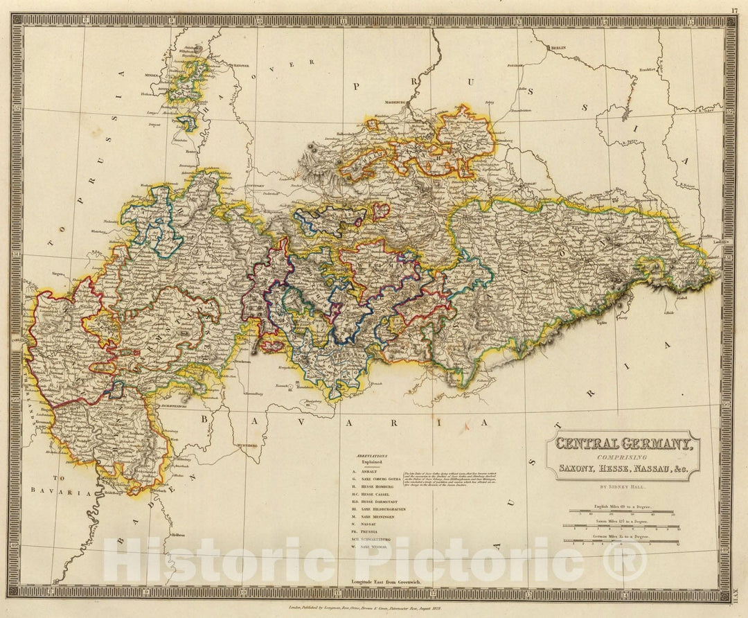 Historic Map : Germany Central., 1828, Vintage Wall Art