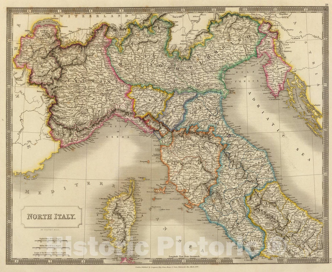 Historic Map : Italy North., 1828, Vintage Wall Art