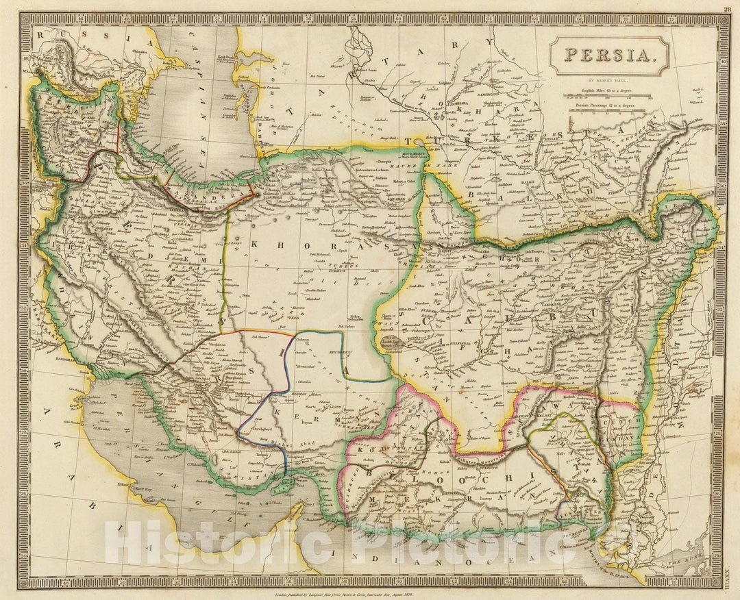 Historic Map : Persia., 1828, Vintage Wall Art