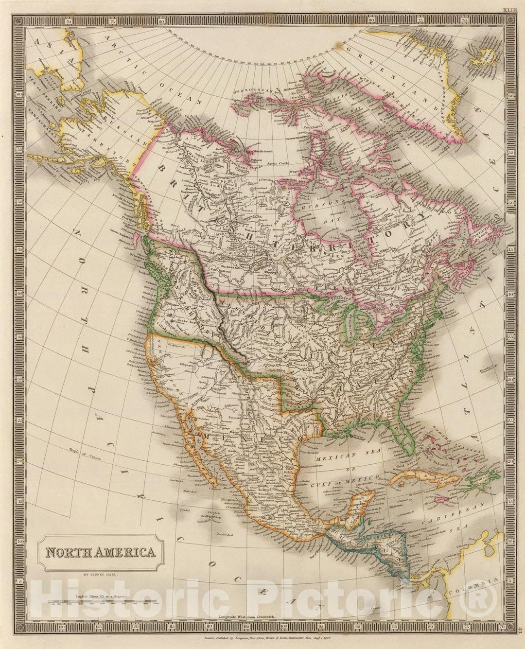 Historic Map : North America., 1829, Vintage Wall Art