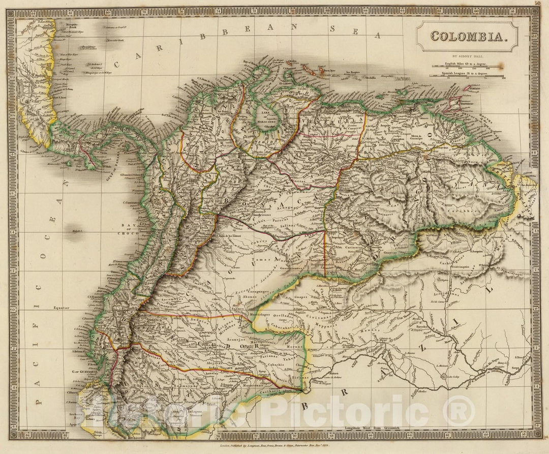 Historic Map : Colombia., 1828, Vintage Wall Art