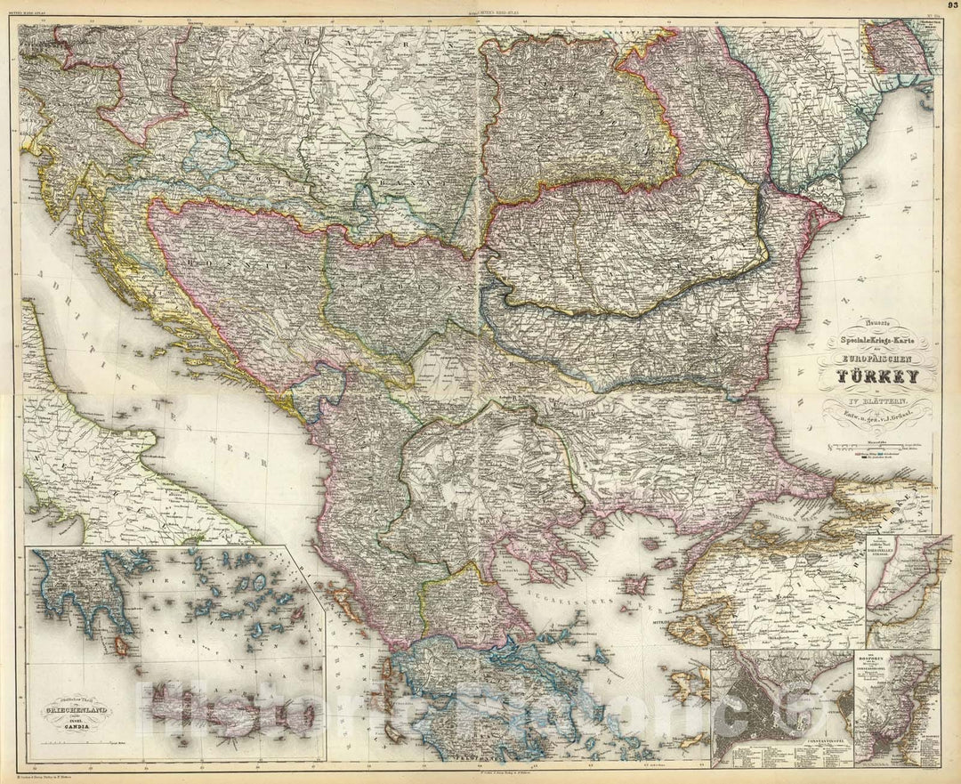 Historic Map : Composite: Europ. Turkey., 1860, Vintage Wall Art