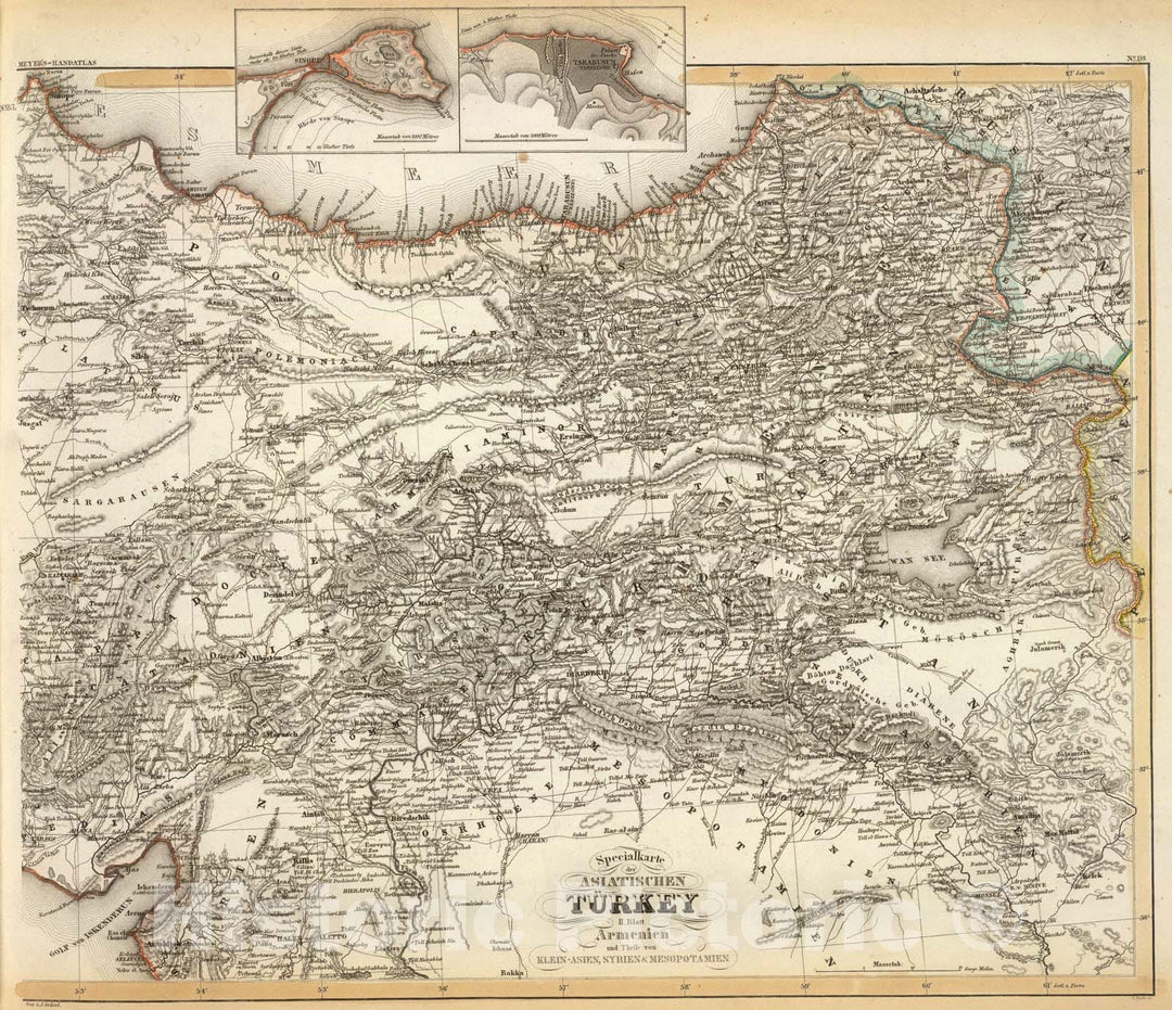 Historic Map : Asiat. Turkey 2., 1860, Vintage Wall Art