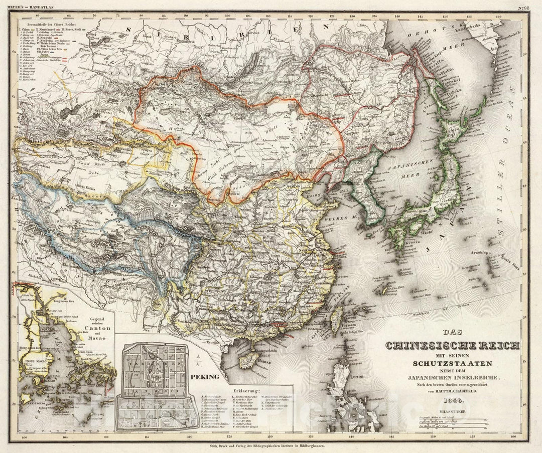 Historic Map : Chinesische, Japanische Reich., 1846, Vintage Wall Art