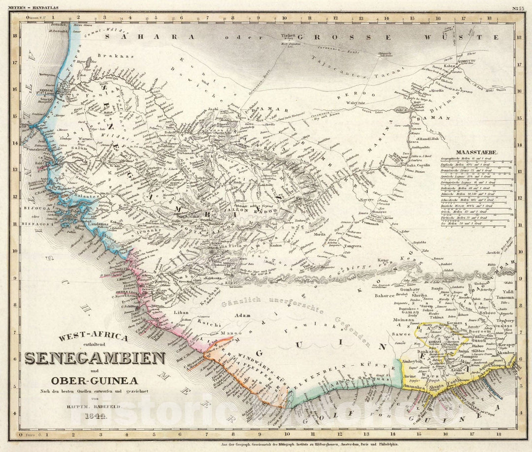 Historic Map : West-Africa, Senegambien, Ober-Guinea., 1844, Vintage Wall Art