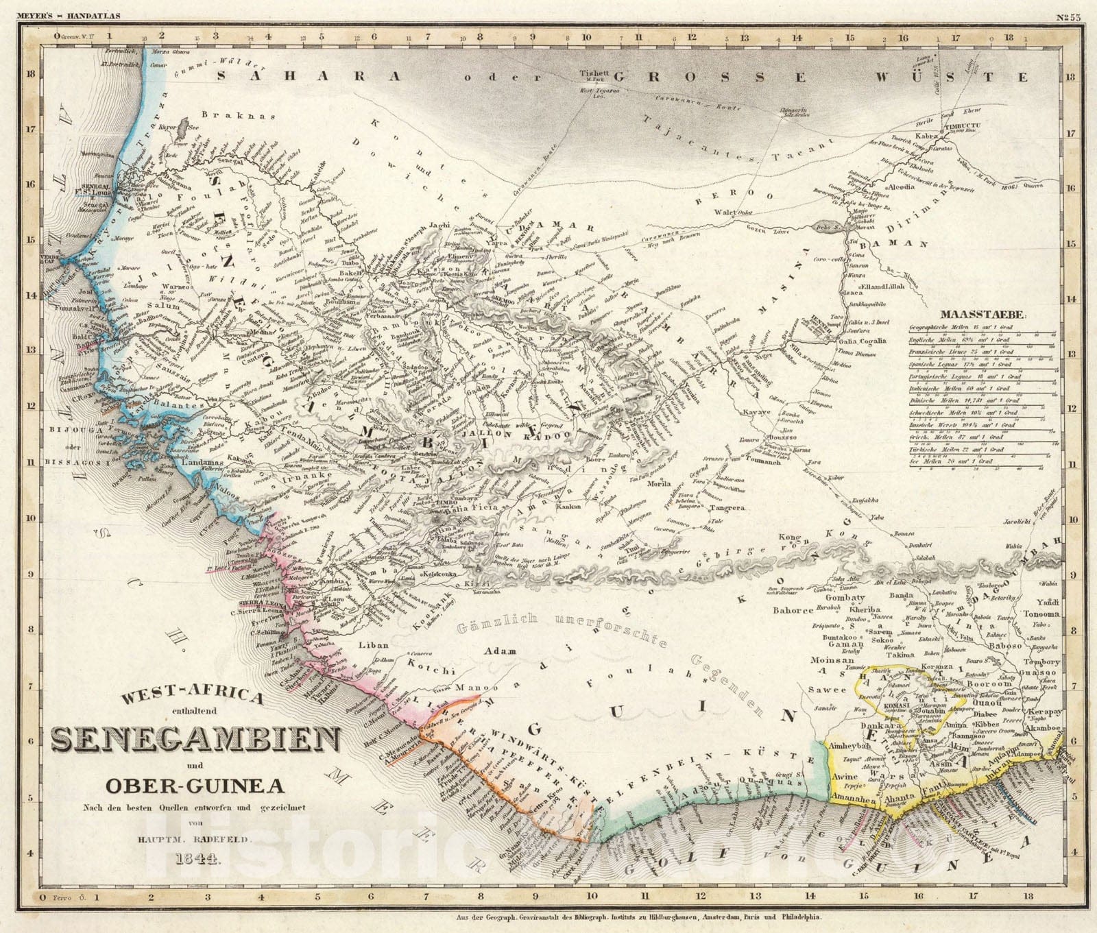 Historic Map : West-Africa, Senegambien, Ober-Guinea., 1844, Vintage Wall Art