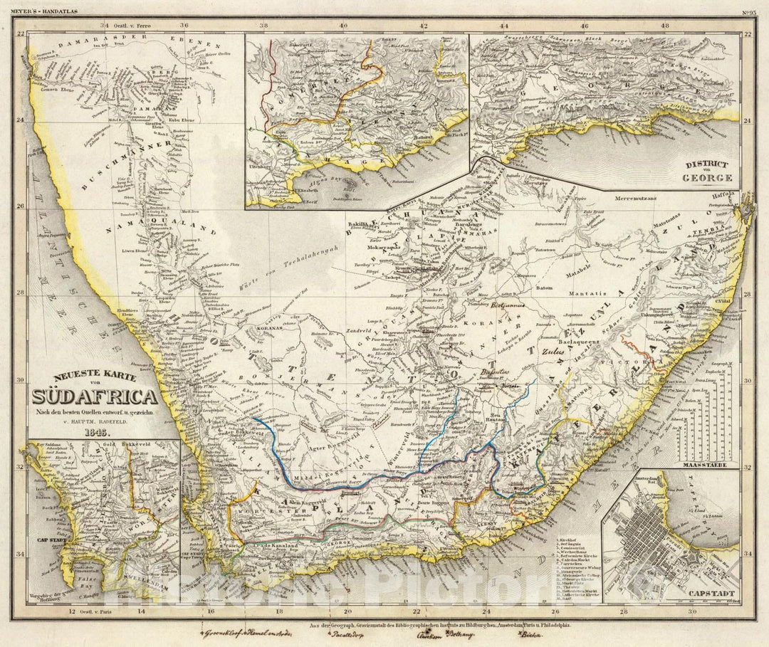 Historic Map : Sudafrica., 1846, Vintage Wall Art