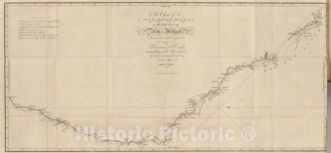 Historic Map : New South Wales., 1773, Vintage Wall Art