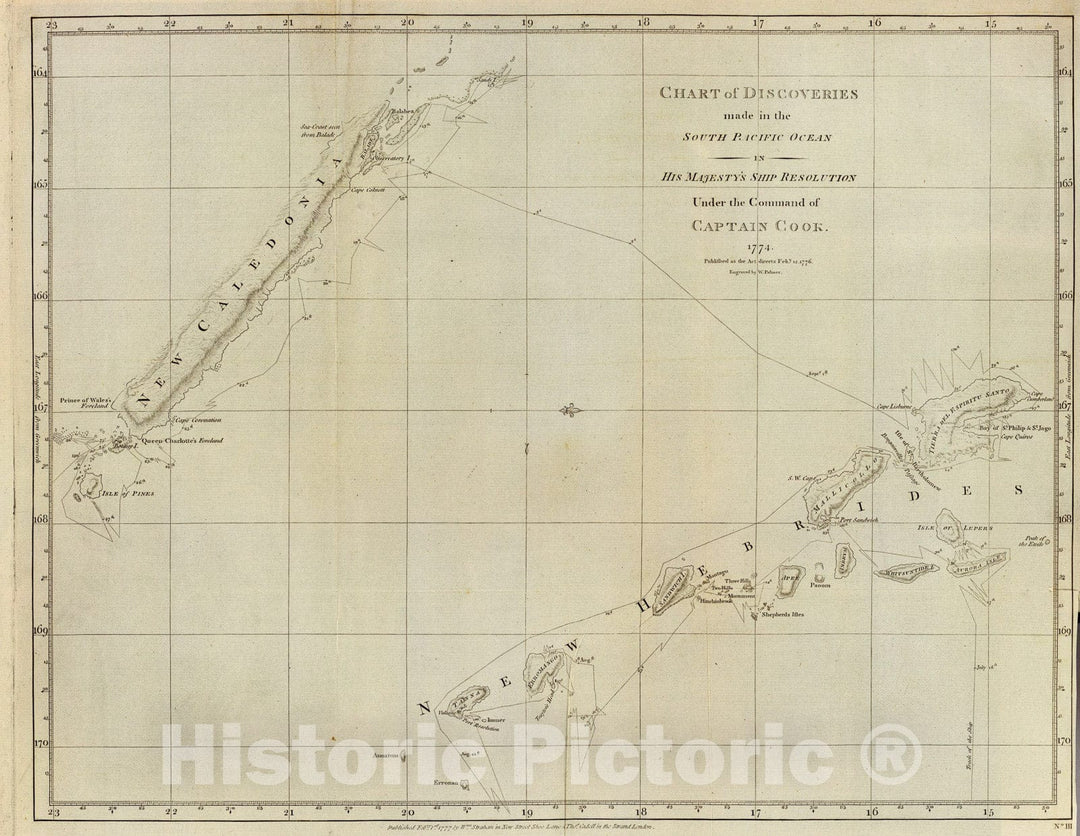 Historic Map : Discoveries S. Pacific Ocean., 1777, Vintage Wall Art