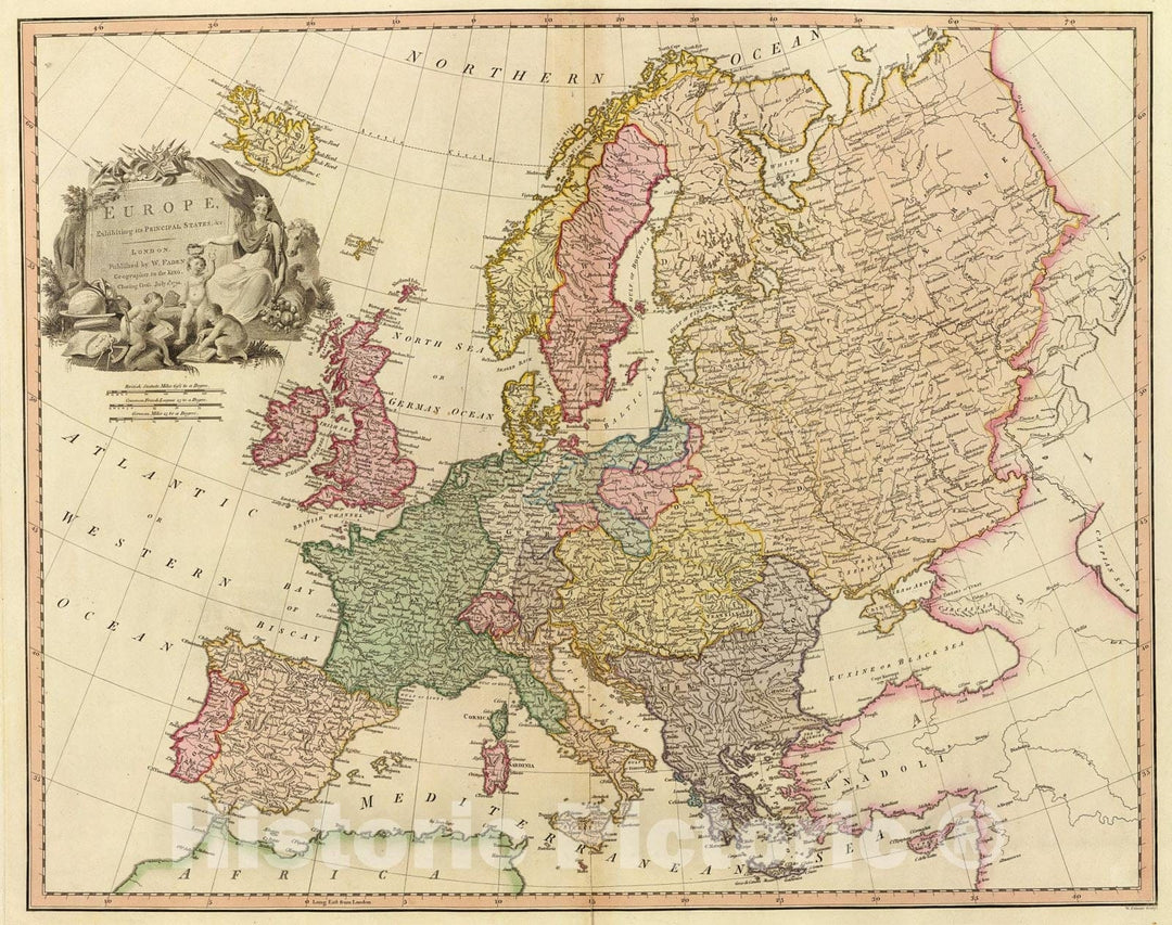 Historic Map : Europe., 1791, Vintage Wall Art