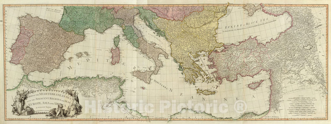 Historic Map : Composite: Mediterranean., 1785, Vintage Wall Art