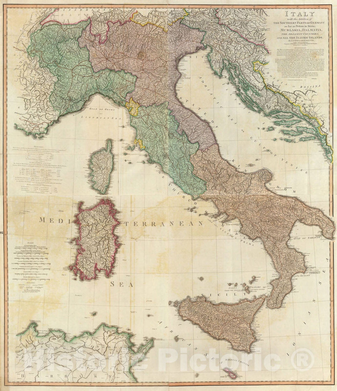 Historic Map : Composite: Italy., 1800, Vintage Wall Art