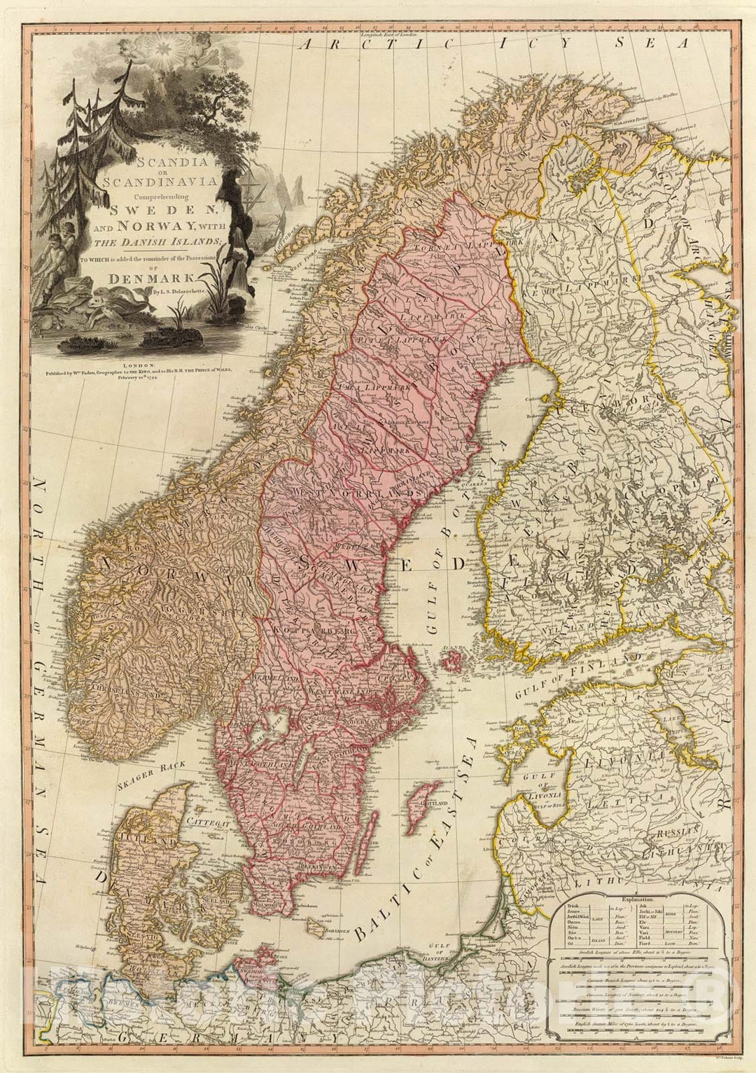 Historic Map : Scandia, Scandinavia., 1794, Vintage Wall Art