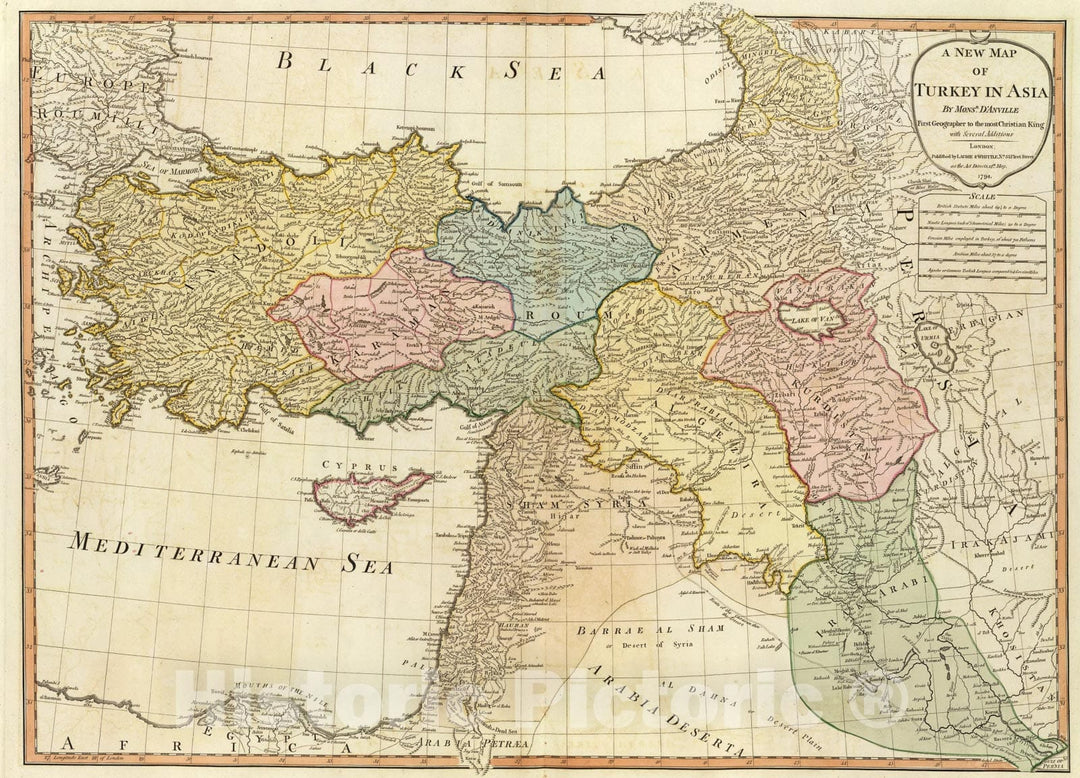 Historic Map : Turkey in Asia., 1794, Vintage Wall Art