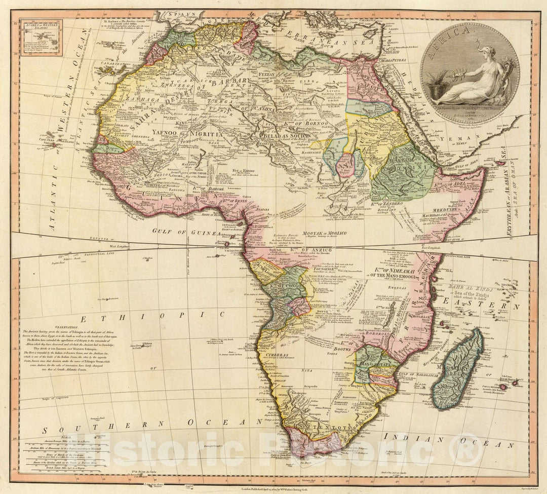 Historic Map : Africa., 1803, Vintage Wall Art