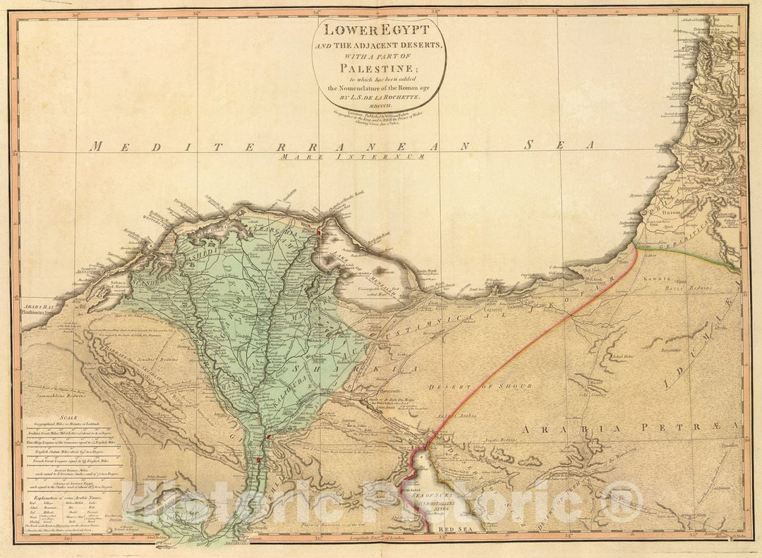 Historic Map : Lower Egypt, Palestine., 1802, Vintage Wall Art