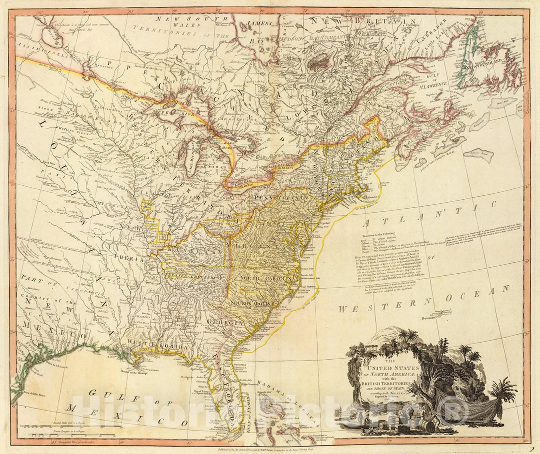 Historic Map : United States Of North America., 1796, Vintage Wall Art