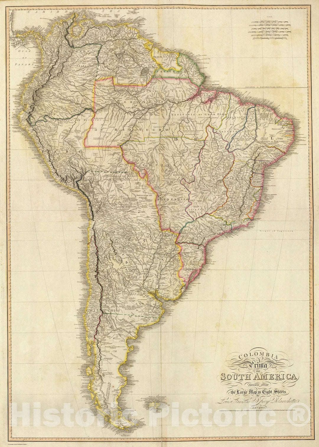 Historic Map : Composite: Colombia Prima, S. America., 1811, Vintage Wall Art