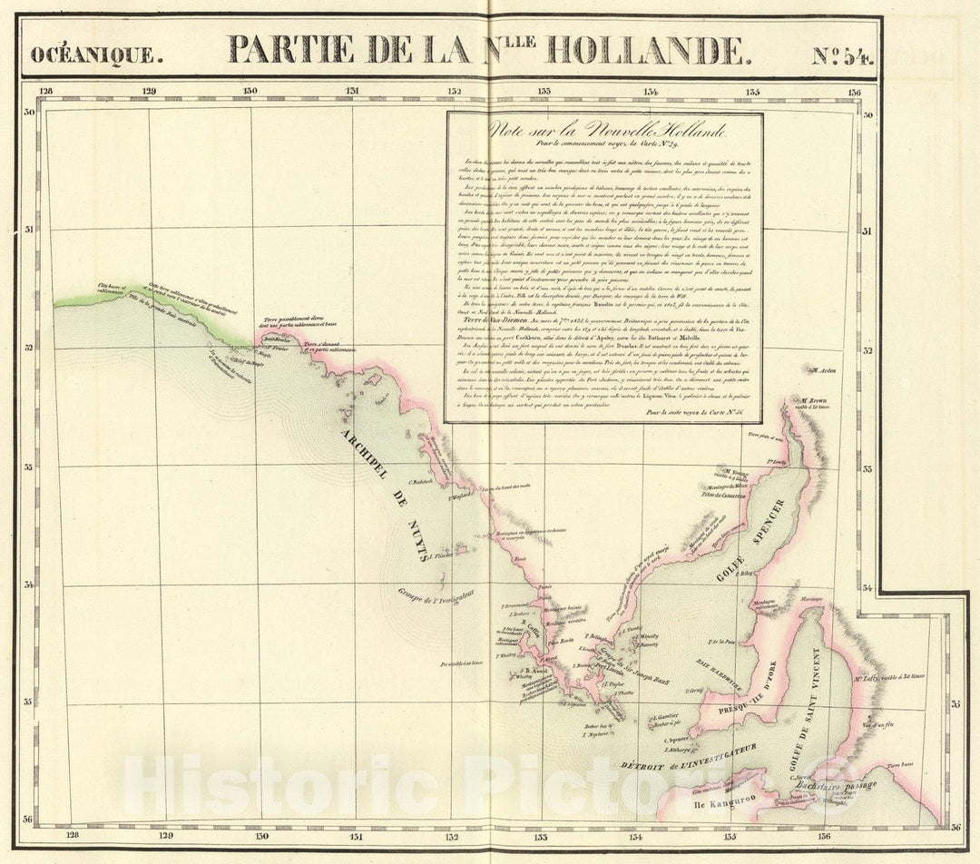 Historic Map : Partie, Nlle. Hollande. Oceanique no. 54., 1827, Vintage Wall Art