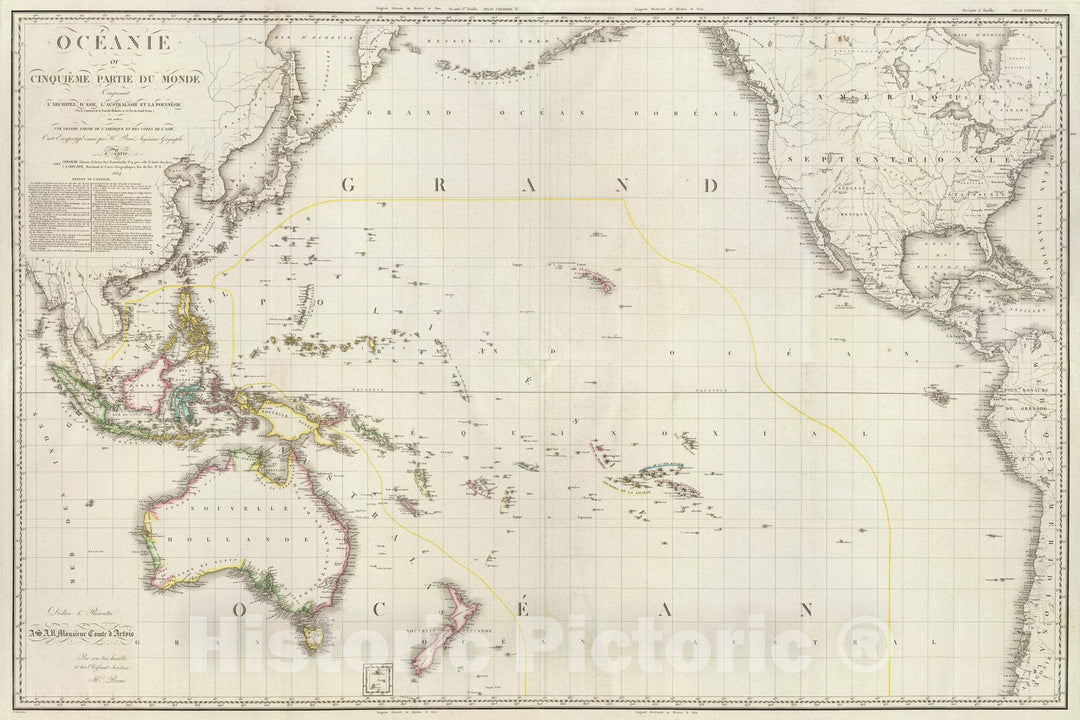 Historic Map : Composite: Oceanie., 1814, Vintage Wall Art