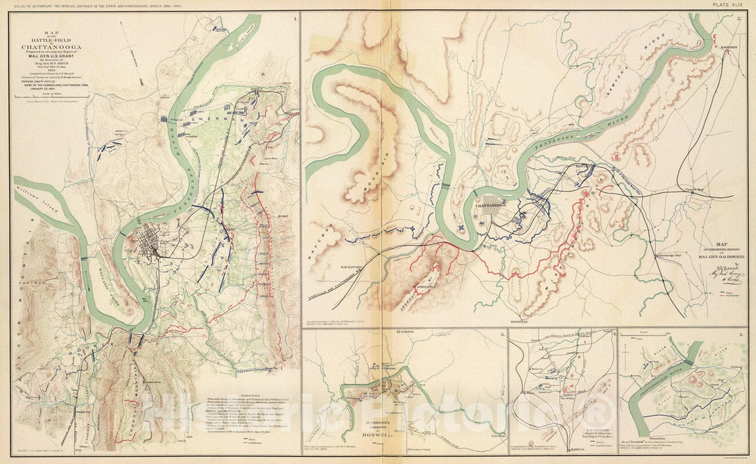 Historic Map : Chattanooga., 1895, Vintage Wall Art