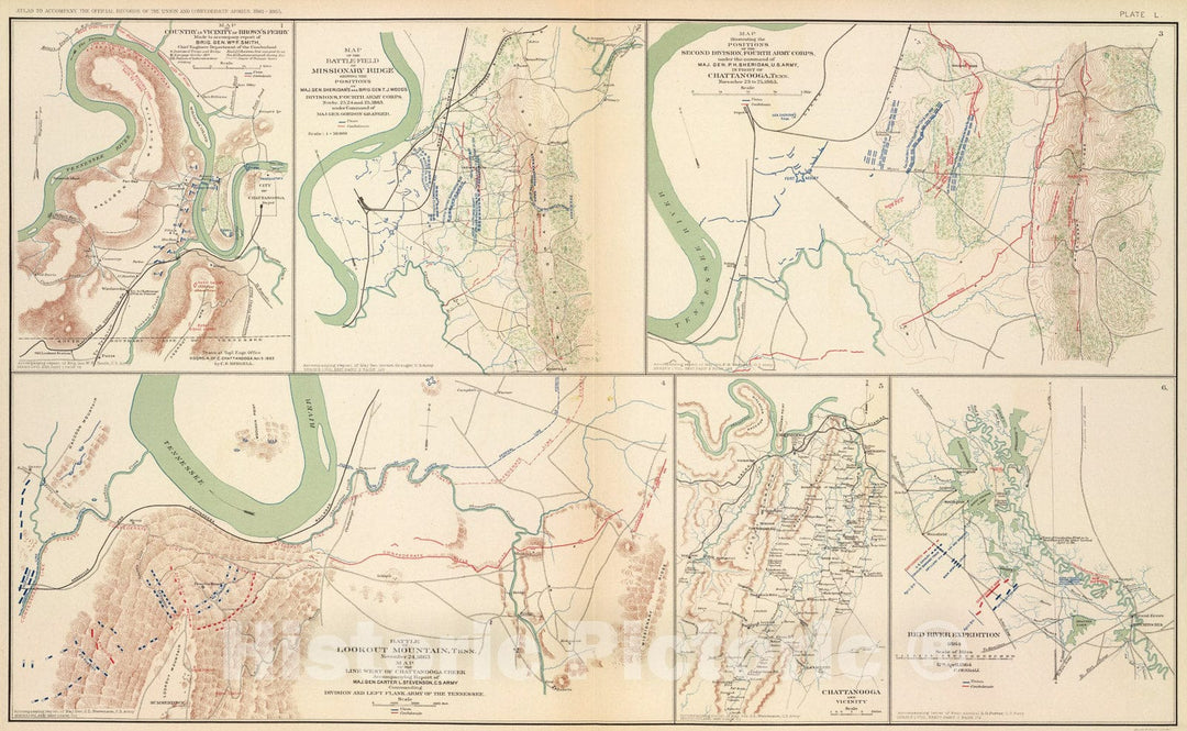 Historic Map : Lookout Mtn., Tenn., 1895, Vintage Wall Art