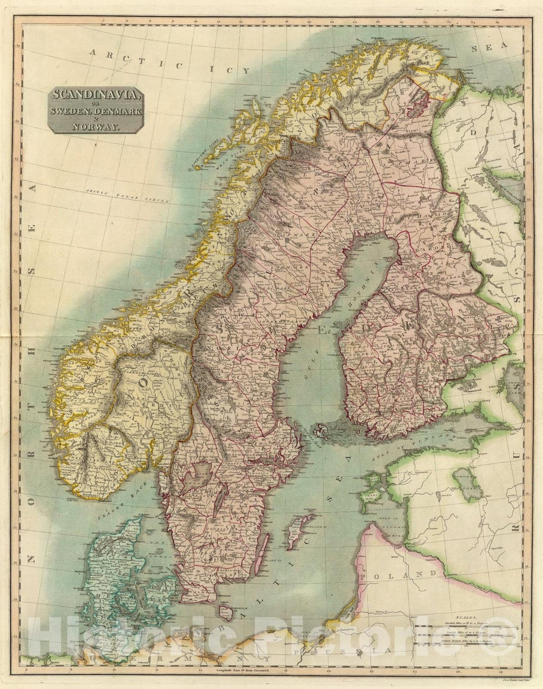 Historic Map : Scandinavia., 1817, Vintage Wall Art