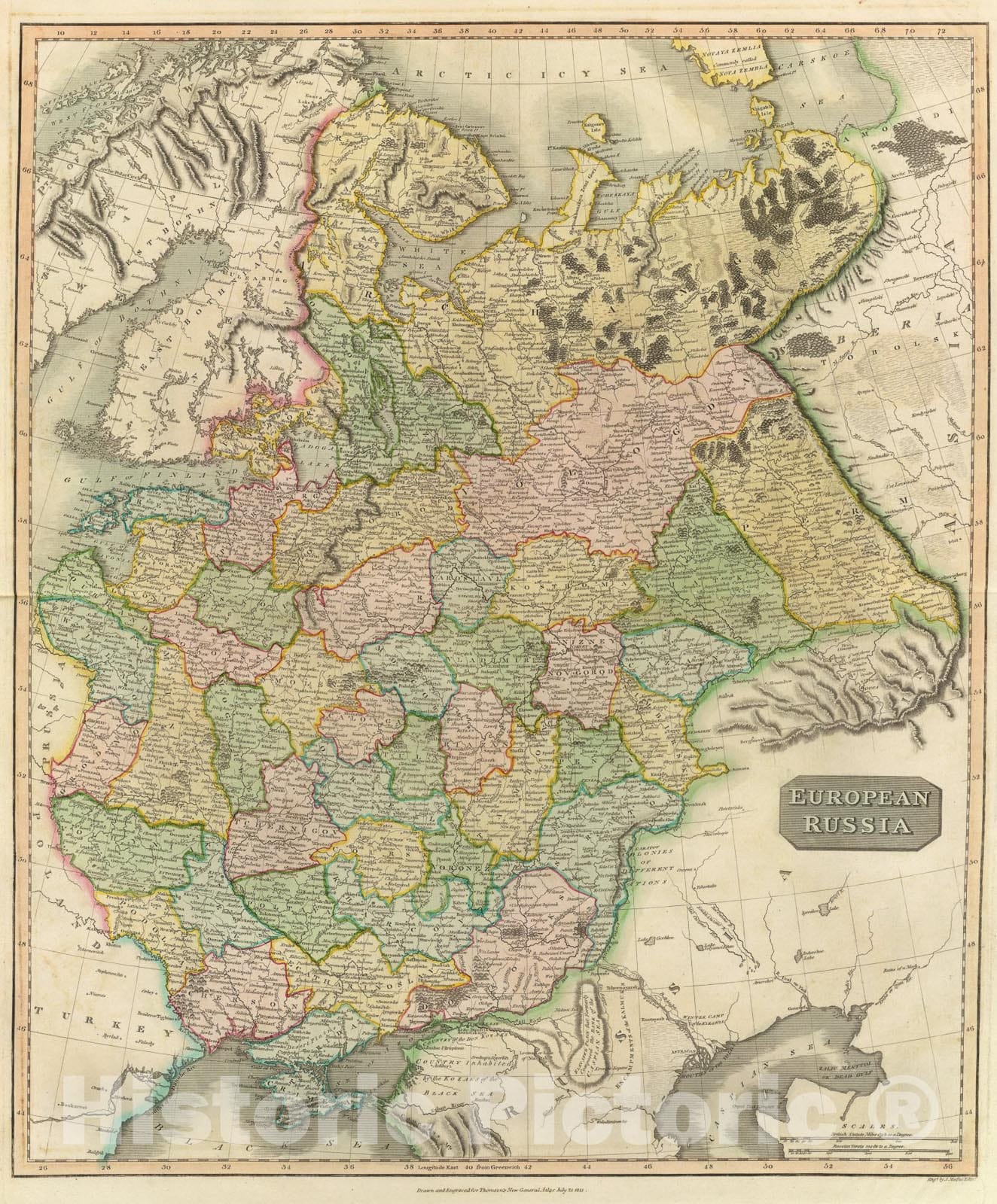 Historic Map : European Russia., 1815, Vintage Wall Art