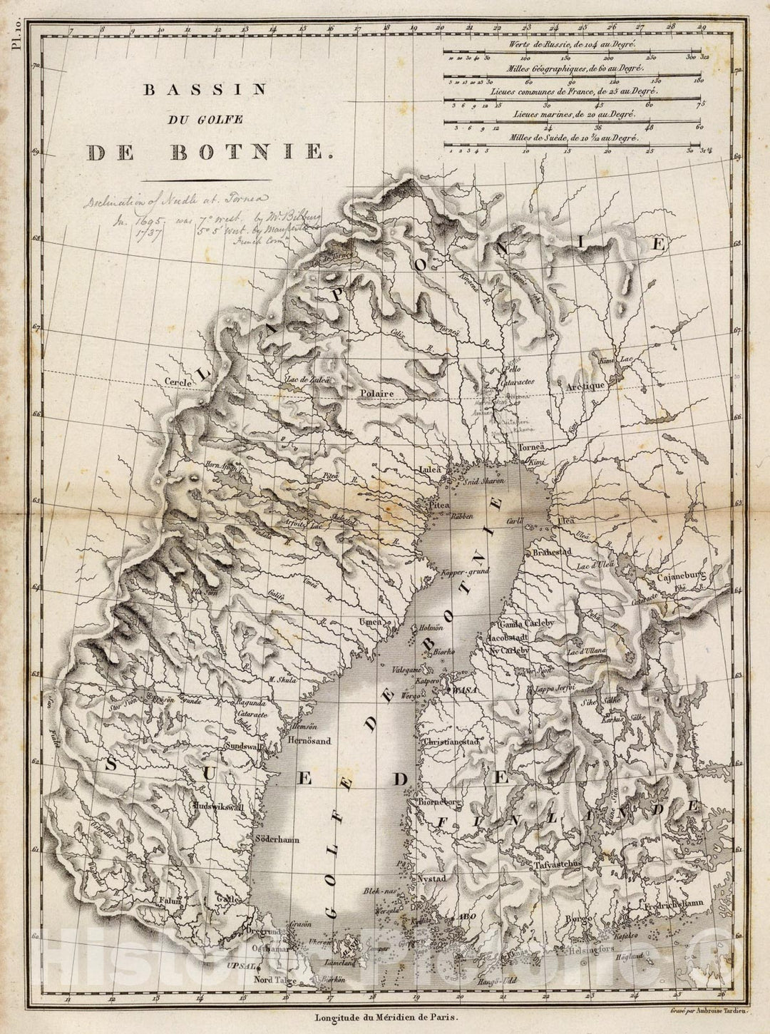 Historic Map : Golfe de Botnie., 1827, Vintage Wall Art