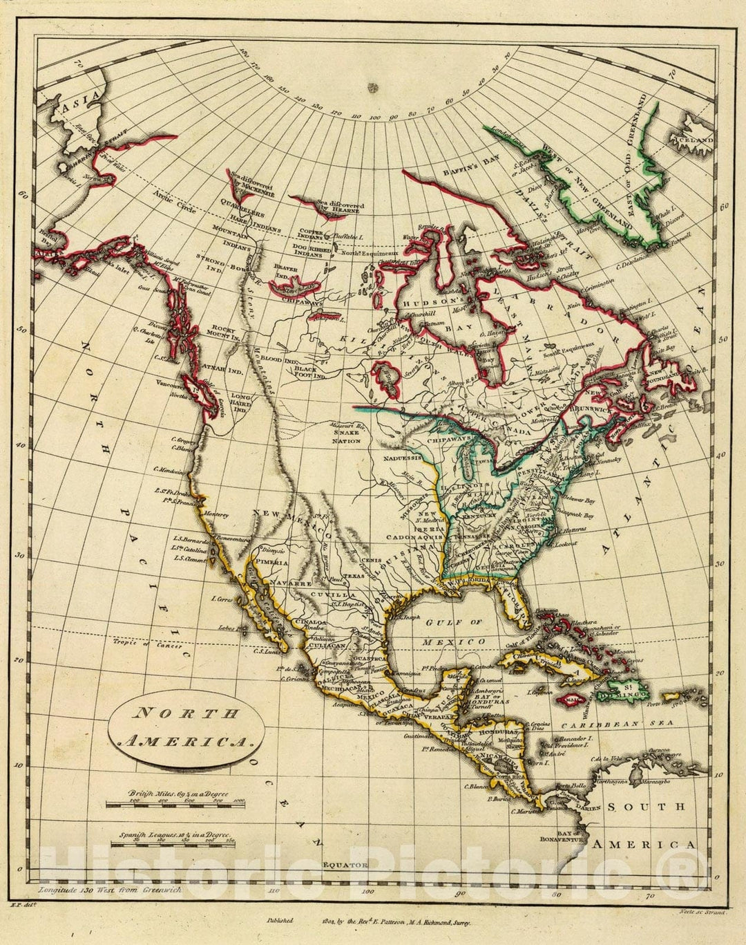 Historic Map : North America., 1804, Vintage Wall Art