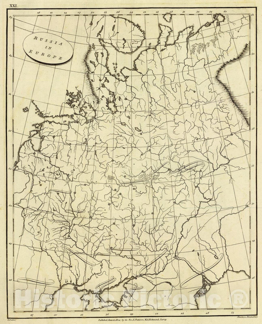 Historic Map : Russia in Europe (outline), 1804, Vintage Wall Art