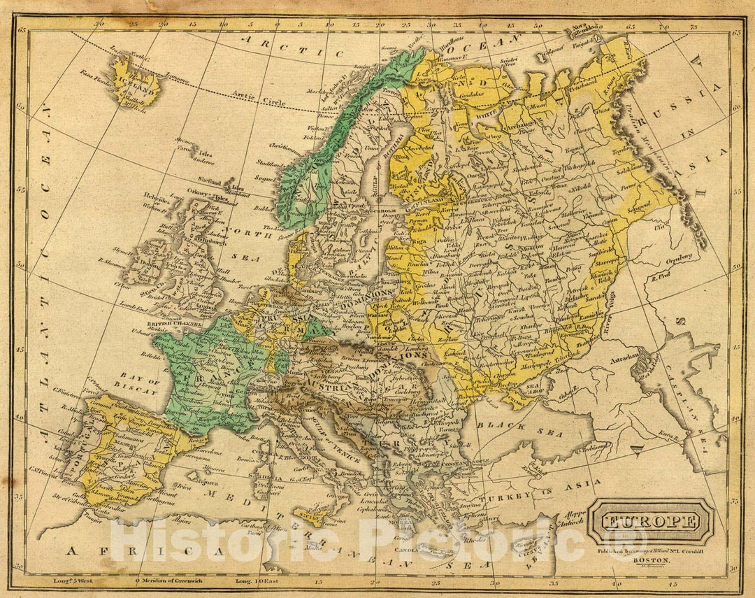 Historic Map : Europe., 1821, Vintage Wall Art