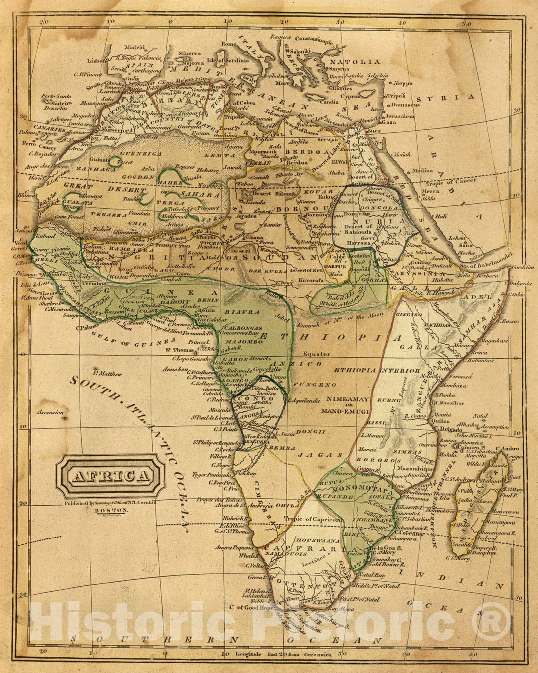 Historic Map : Africa., 1821, Vintage Wall Art