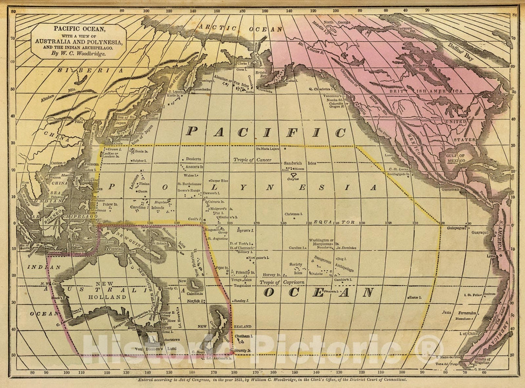 Historic Map : Pacific Ocean., 1837, Vintage Wall Art