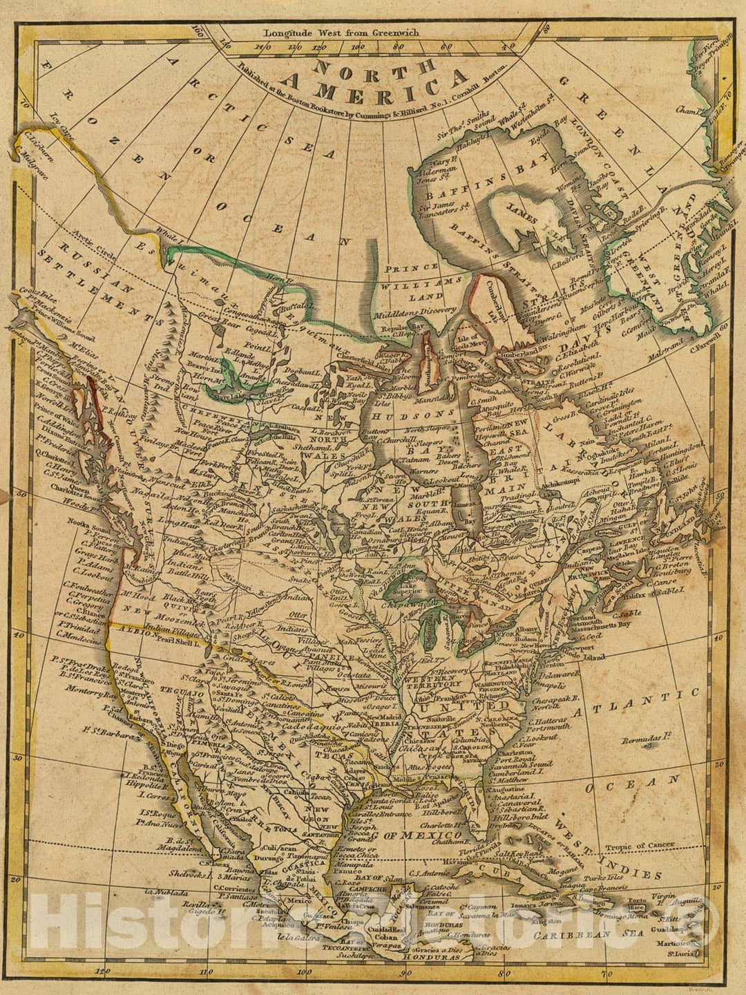 Historic Map : North America., 1821, Vintage Wall Art