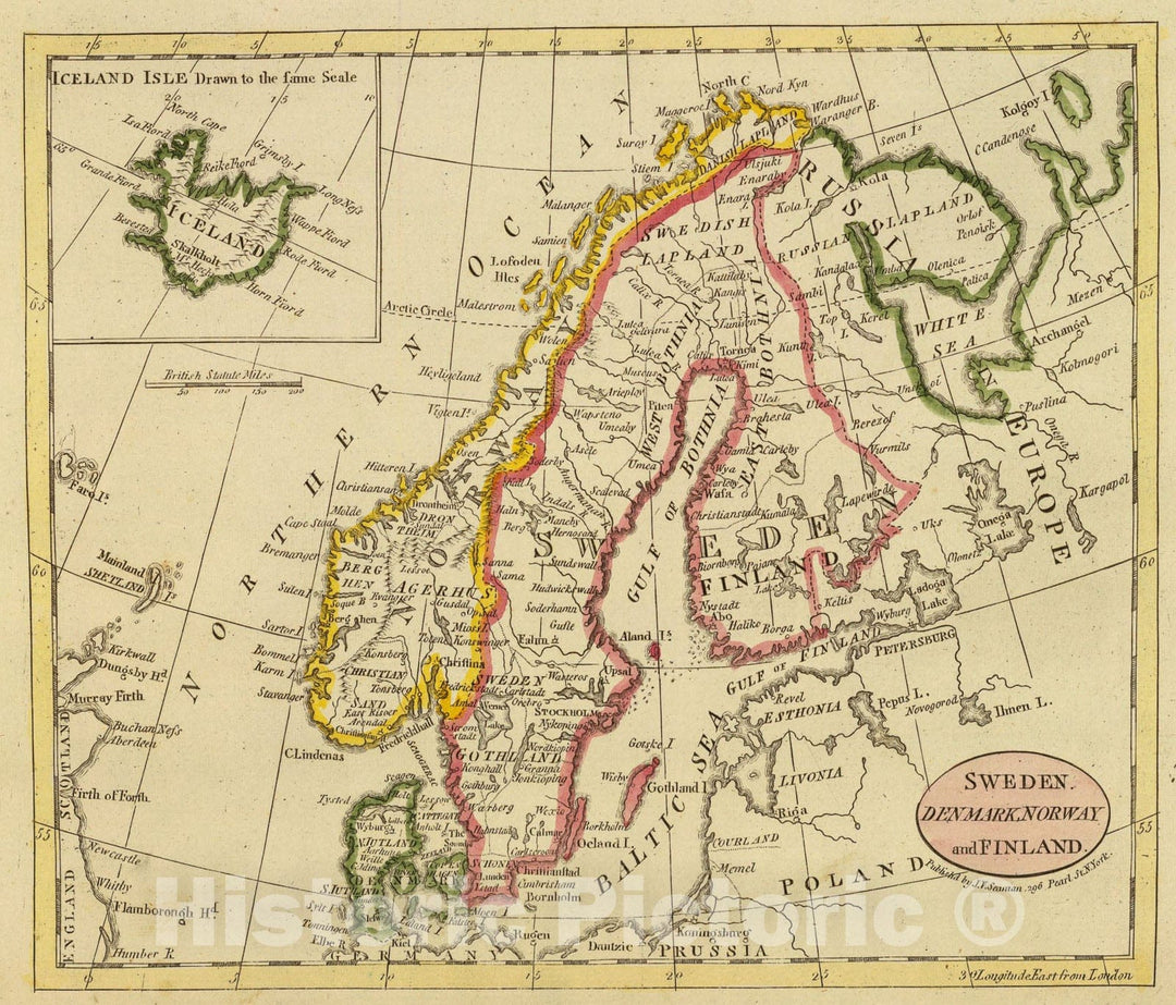 Historic Map : Sweden, Denmark, Norway, Finland, Iceland., 1821, Vintage Wall Art