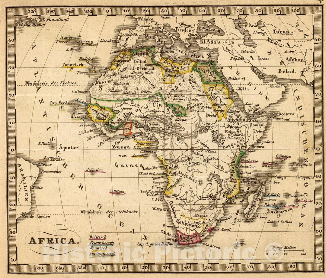 Historic Map : Africa., 1852, Vintage Wall Art