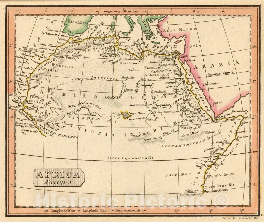 Historic Map : Africa Antiqua., 1835, Vintage Wall Art